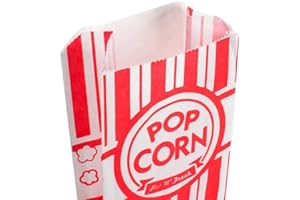 Carnival King Paper Popcorn Bags, Red/White, 100 Count (Pack of 1)