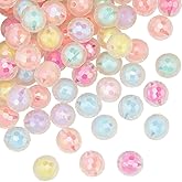 SUNNYCLUE 100Pcs 16mm Acrylic Beads Bulk Round Bubble Beads AB Color Transparent Colored Core Faceted Bubblegum Loose Spacers for Pen Jewelry Making Bracelets Keychains Necklaces Beading Crafts Gifts