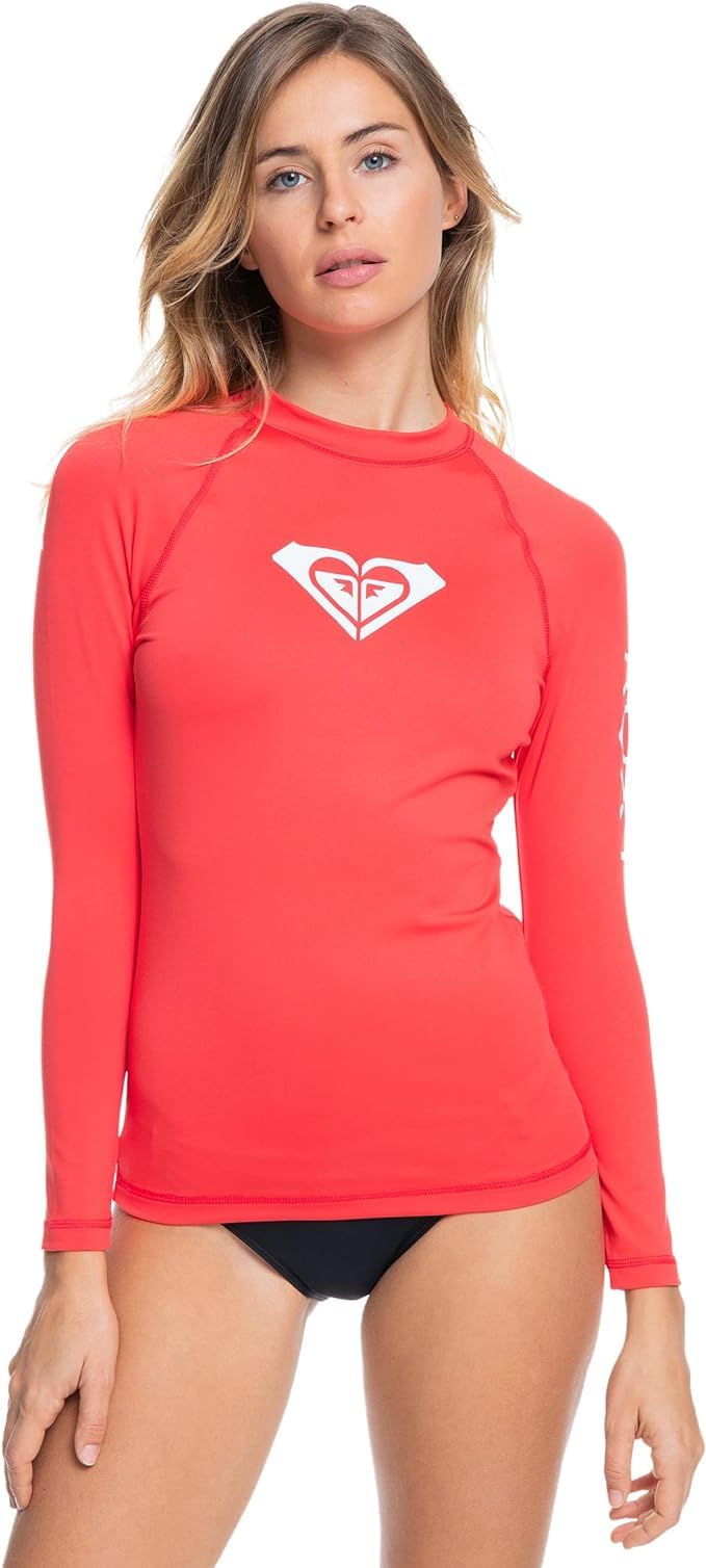 Roxy Women's Fitted Rashguard – UPF 50+, Compression Fit, Swim, Surf, Hiking, Volley, Workout, Yoga, Quick-Dry Swim Shirt, Cayenne, XX-Large Image