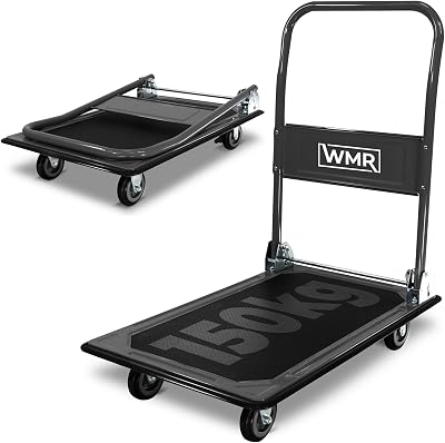 WMR Heavy-Duty Alloy Steel Platform Trolley 150kg Foldable Handle