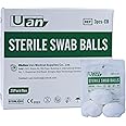 UAN Cotton Sterile Wound Care Swabs - Individually Packaged, Sterilized (Cotton Balls (M) (3pcs/Pack)), Large, White