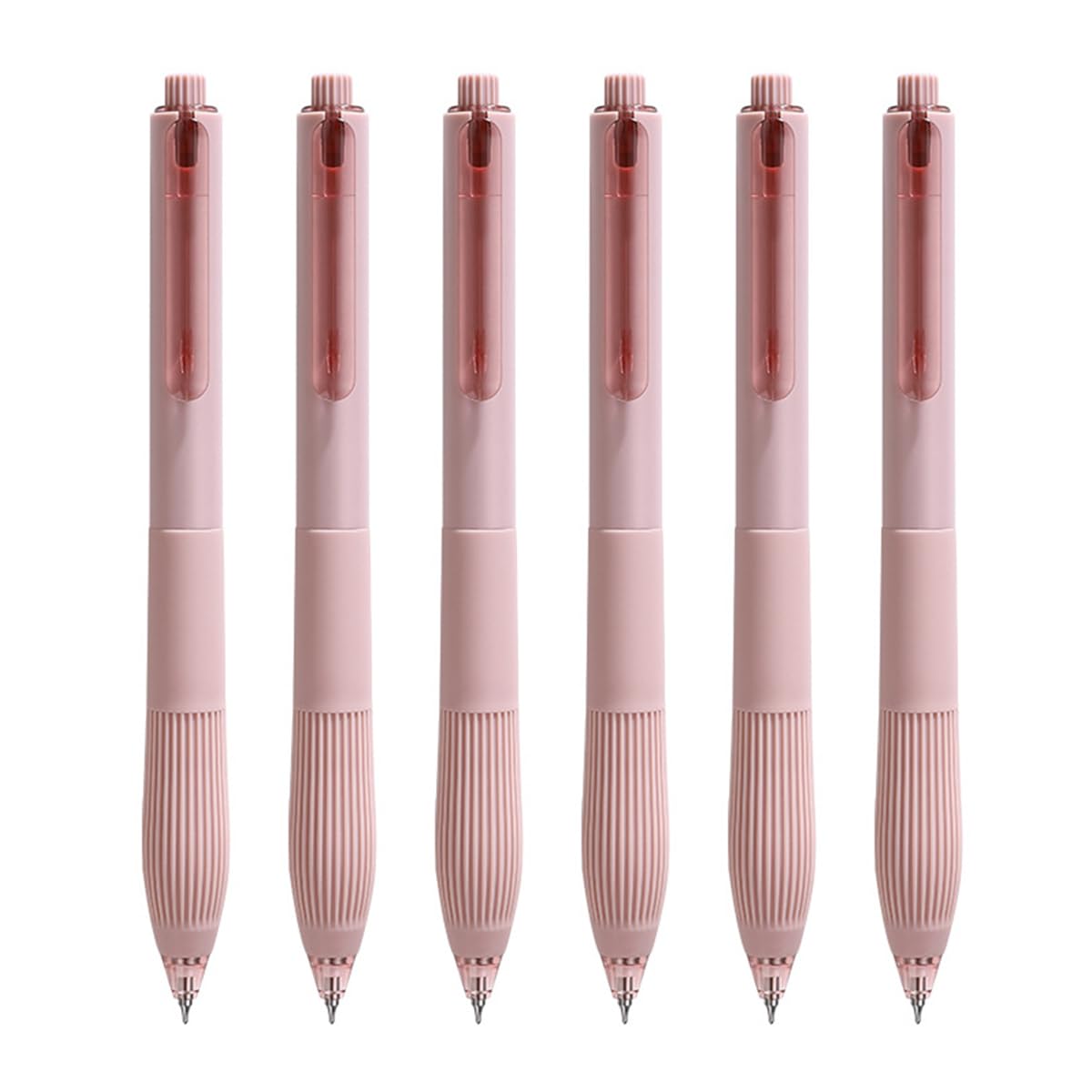 Craftsboys Gel Pens 0.5mm, Black Ink, Quick Drying, 6 Count, Retractable RollerBall Pens (Pink)