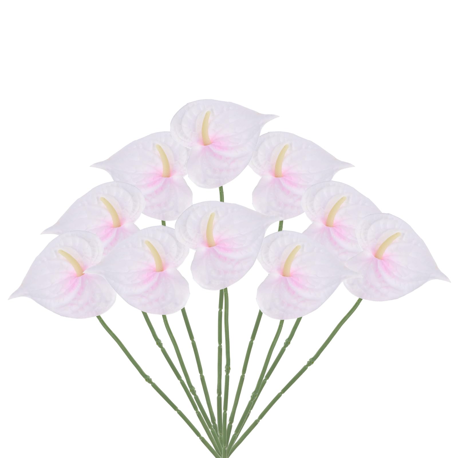 PATIKIL 13" Artificial Anthurium Lily Flowers, 10 Pack Permanent Flower Floral Arrangements Bouquet for Home Decor Bridal Wedding Festival Party, Pink White