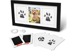 Xylitic Dog Paw Print Kit, Pet Paw Print Impression Kit and Clean Touch Pads for Pets,Cat Dog Paw Print Kit Keepsake, Wood Dog Memorial Picture Frame, Dog Lover Gifts