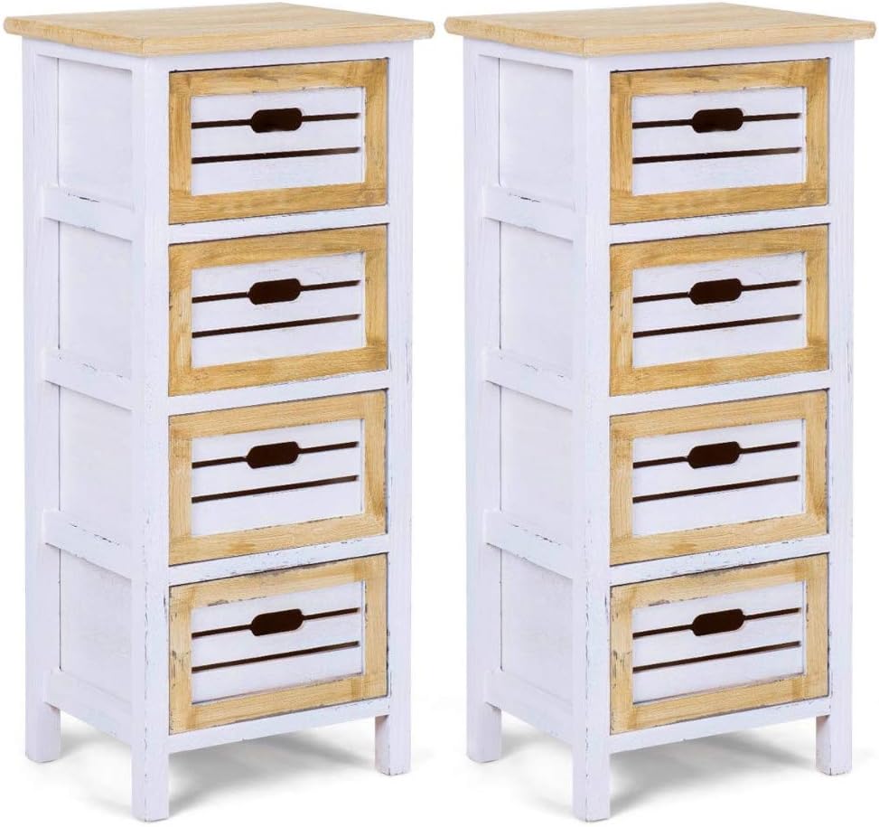 Amazon Com White Nightstands 2pcs With 4 Drawers Chest Tall