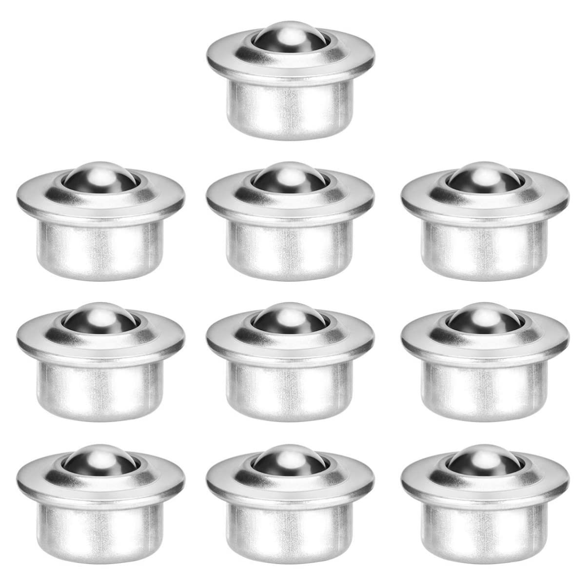 UEETEK 10pcs Stainless Steel Universal Base Metal Ball Bearing Casters Mounted Bearing Transfer Bearings