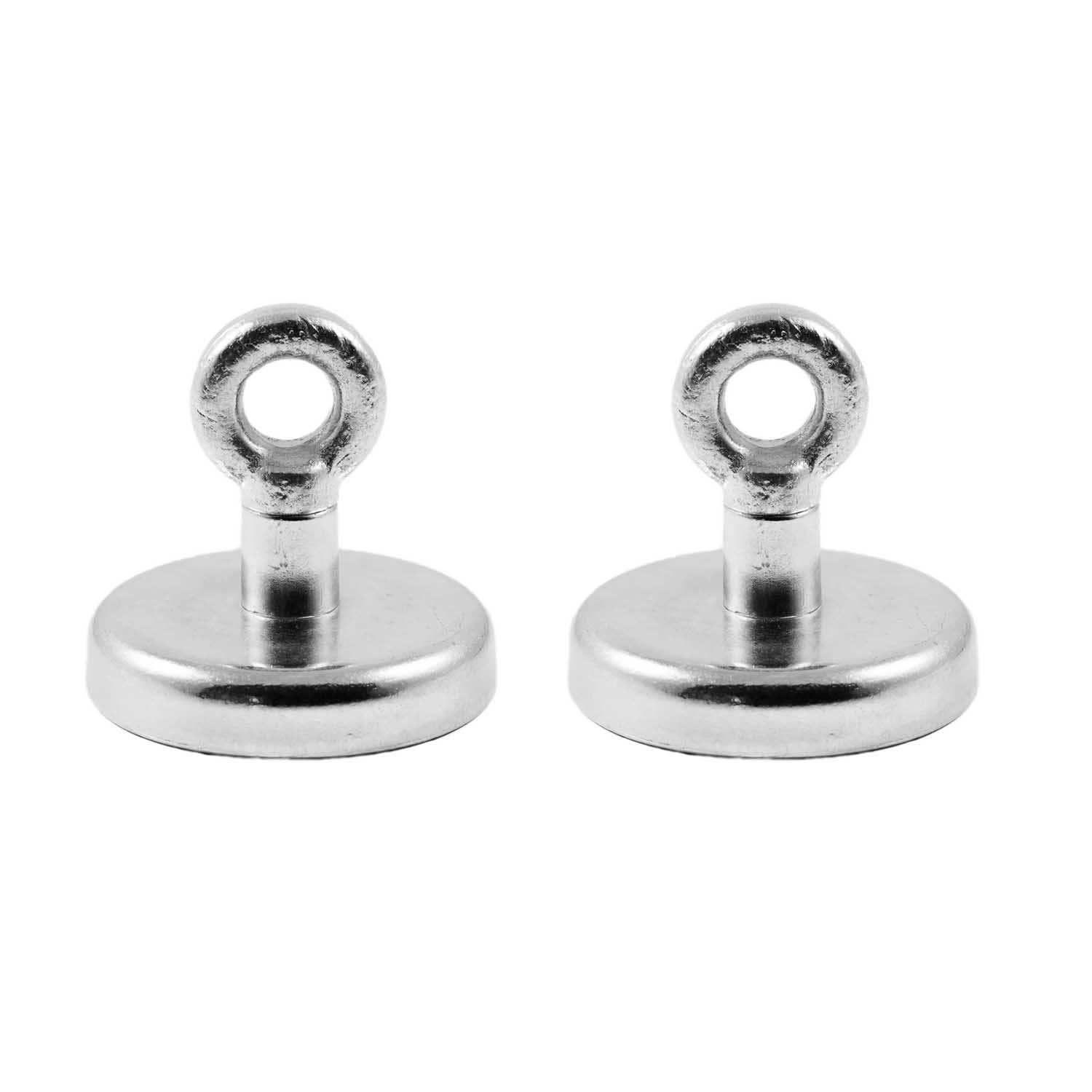 Magnetastico® | 2 pieces neodymium N35 eyebolt magnets 42 mm Ø | Holding force 68.0 kilograms | 2 extra strong neodymium pot magnets with eyelet, magnetic eyebolt, galvanised | Clamping magnet
