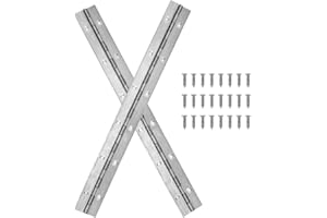 EYSOLD 2Pack 12-Inch Silvery Continuous & Piano Hinges,Stainless Steel Piano Hinge with Holes, Ideal for Folding Cabinet Doors, Silvery Stainless Furniture Hinges Includes 24pcs Screws