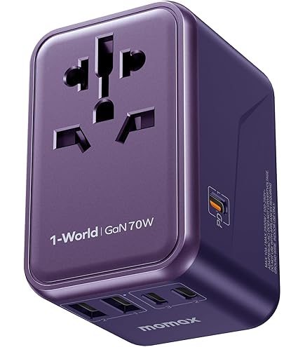 MOMAX 1-World GaN 140W 海外変換プラグ 本体 Amazon.com: MOMAX 5-in-1 Universal Travel Adapter, GaN 140W