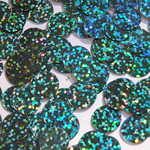 Round Flat Sequin 12mm Top Hole Light Sapphire Blue Hologram Glitter Sparkle. Couture Paillettes. Made in USA