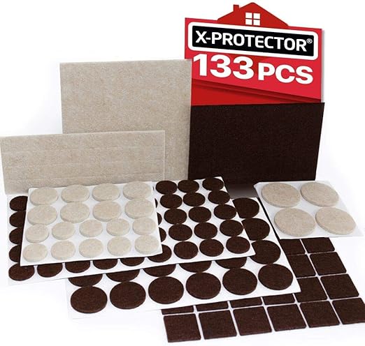 X Protector Premium Two Colors Pack Furniture Pads 133 Piece Felt Pads Furniture Feet Brown 106 Beige 27 Various Sizes Best Wood Floor