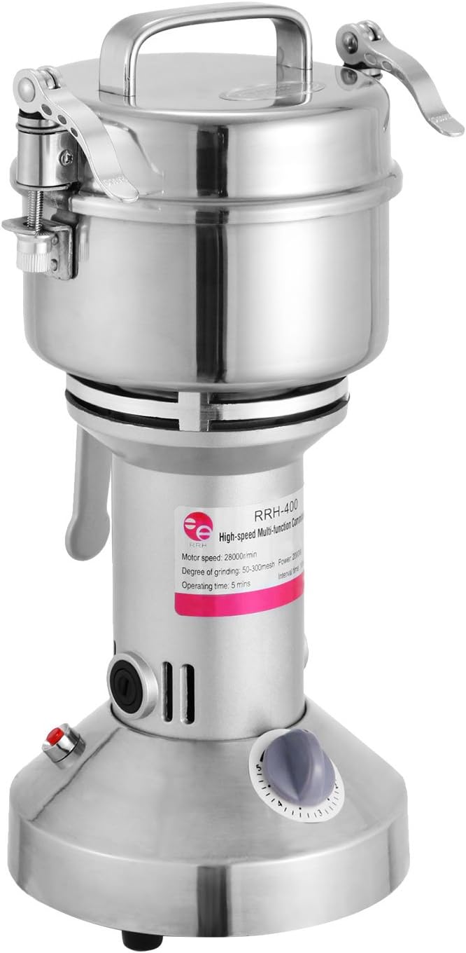 FinbFbay Electric Grain Grinder 350g Grain Grinder Machine High Speed Grain Grinder Mill 50-300 Mesh 1600W Corn Herb Spice Powder Machine (350g)