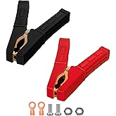 Jumper Cable Clamps 1 Pair, Battery Clamps Pure Copper, Battery Charger Clamps 4 Inch, Jumper Cable Ends Heavy Duty with Insulating Sheath for Under 5AWG Battery Cables 12V/24V/36V by XIOGZAXI