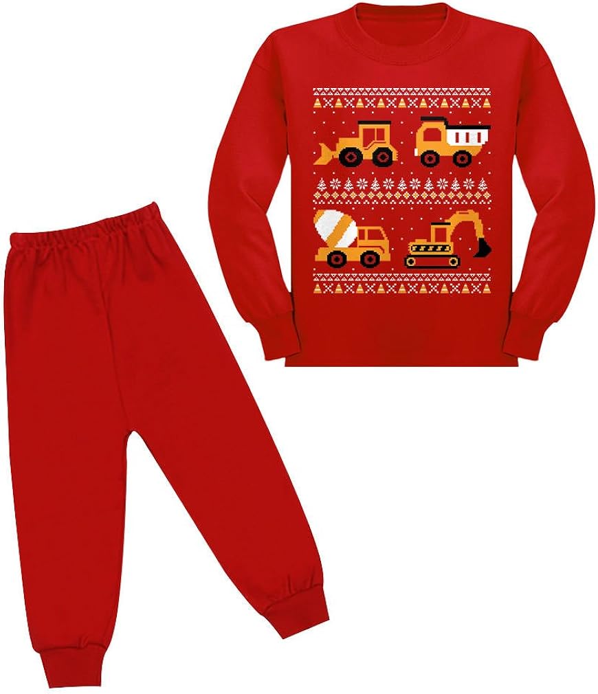 Amazon Com Tstars Christmas Pajamas Tractor Bulldozers For Boys Kids Toddler Shirt And Pants Clothing