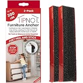 TipNot Adhesive Furniture Anchor, No-Drill, Aesthetic &amp; Invisible Once Installed, Anti-Tip Furniture Safety Anchor to Childproof and Babyproof Your Home, Holds Up to 300 Pounds, 2-Pack