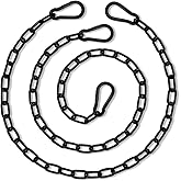 2 Pack Hanging Swing Chain with 4 Carabiners 44in, 660LB Capacity Heavy Duty Hammock Hardware Kit for Punching Bags, Swing Chairs, Indoor & Outdoor Gym (Black, 44in, 2pcs)