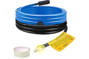 Self-Regulating Deicing Heating Cable for Pipe Frost Protection, Ci-Fotto Pipe Heat Tape with Built-in Thermostat to Protect Water Pipes, Metal/Plastic House Pipes, Gutters, Troughs (9FT, 7 W/ft)