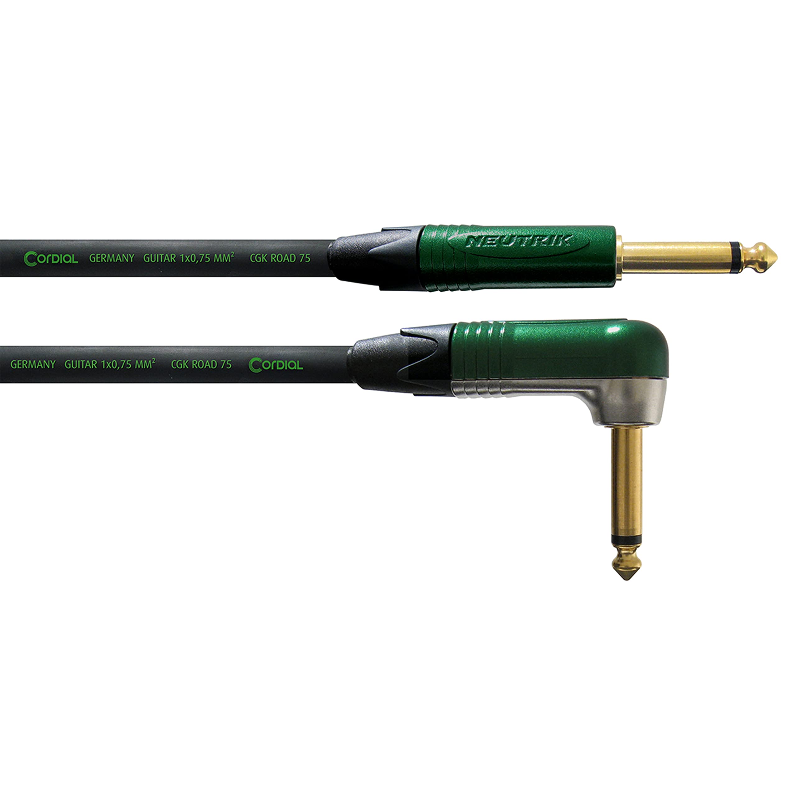 Cordial Encore 3m Straight to Angled Instrument and Guitar Cable, black