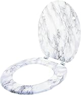 Optimal Products Marble Effect Toilet Seat Antibacterial Chrome Hinges Easy view 3