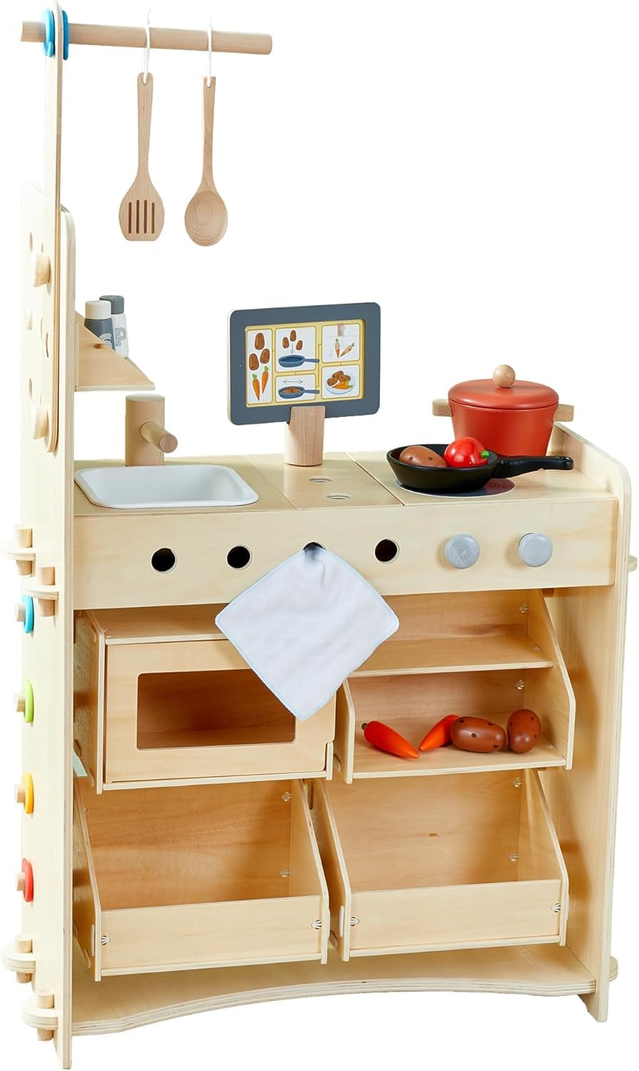 HABA Creative Play 3 in 1 - Spielküche, Kaufladen & Werkstatt für Kinder ab 3 Jahren - Werkzeugloser Aufbau & Einfacher Wechsel - 2011830001