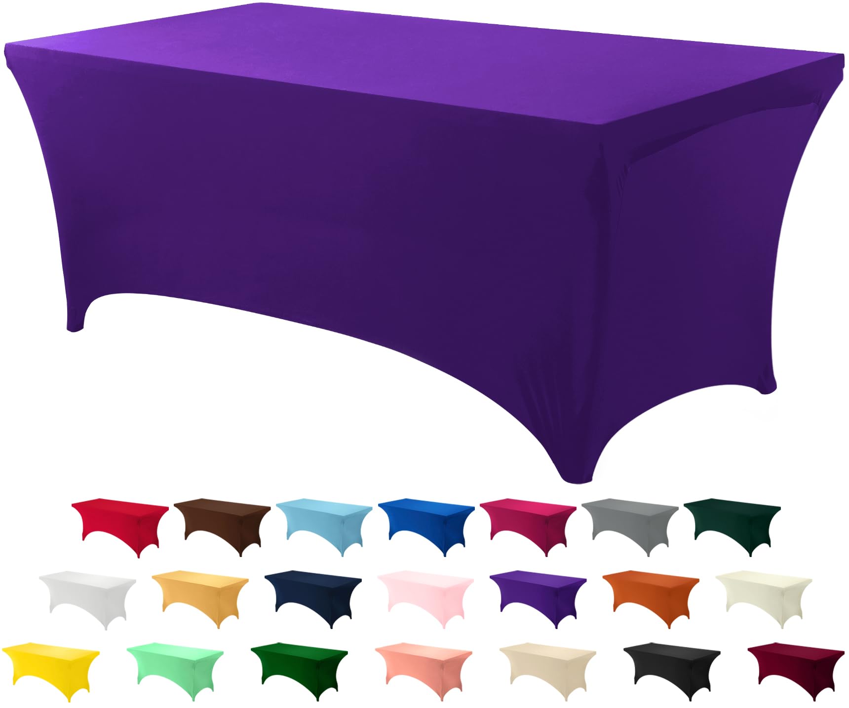 Utopia Kitchen Spandex Table Cloth 1 Pack [6FT, Purple] Tight, Fitted, Washable and Wrinkle Resistant Stretch Rectangular Patio Table Cover for Event, Wedding, Banquet & Parties [183Lx76Wx76H] cm