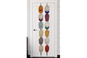 ETOWIFA Hat Organizer Rack for Baseball Caps [Up to 36 Hats] Hat Display Storage Over The Door/Closet/Wall, Hat Hanger with 2 Straps & 12 Hooks, Space-Saving Room/Dorms Organization
