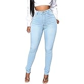 KUNMI Womens Classic High Waisted Skinny Stretch Butt Lifting Jeans Slim Fit Denim Pants