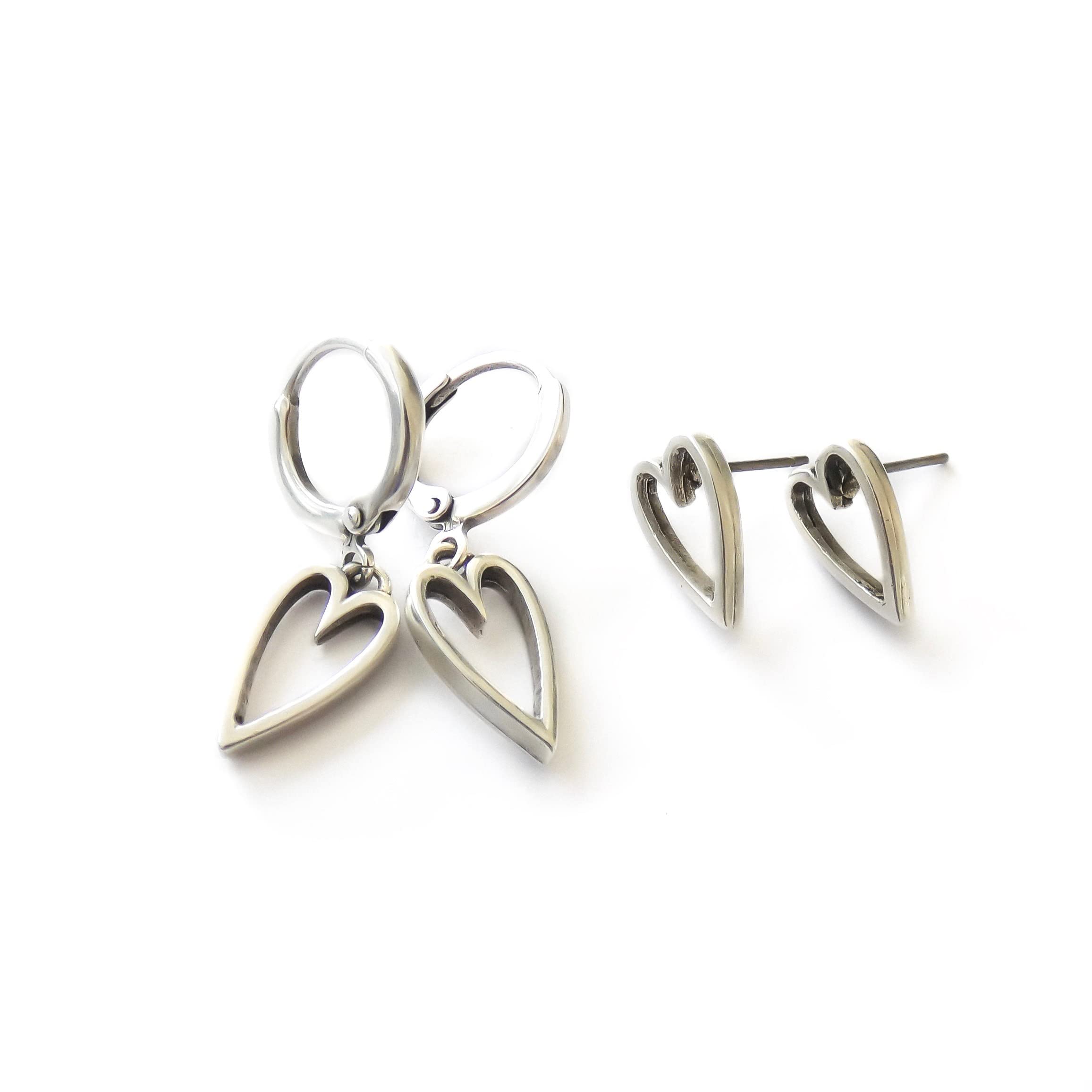 Orli Jewellery Set Of 2 - Open Heart Huggie Hoops Set | Silver Plated