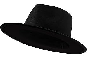 jingsha Fedora Hats for Men & Women Wide Brim Fedora Felt Panama Hat Men's Dress Hats with Belt Buckle