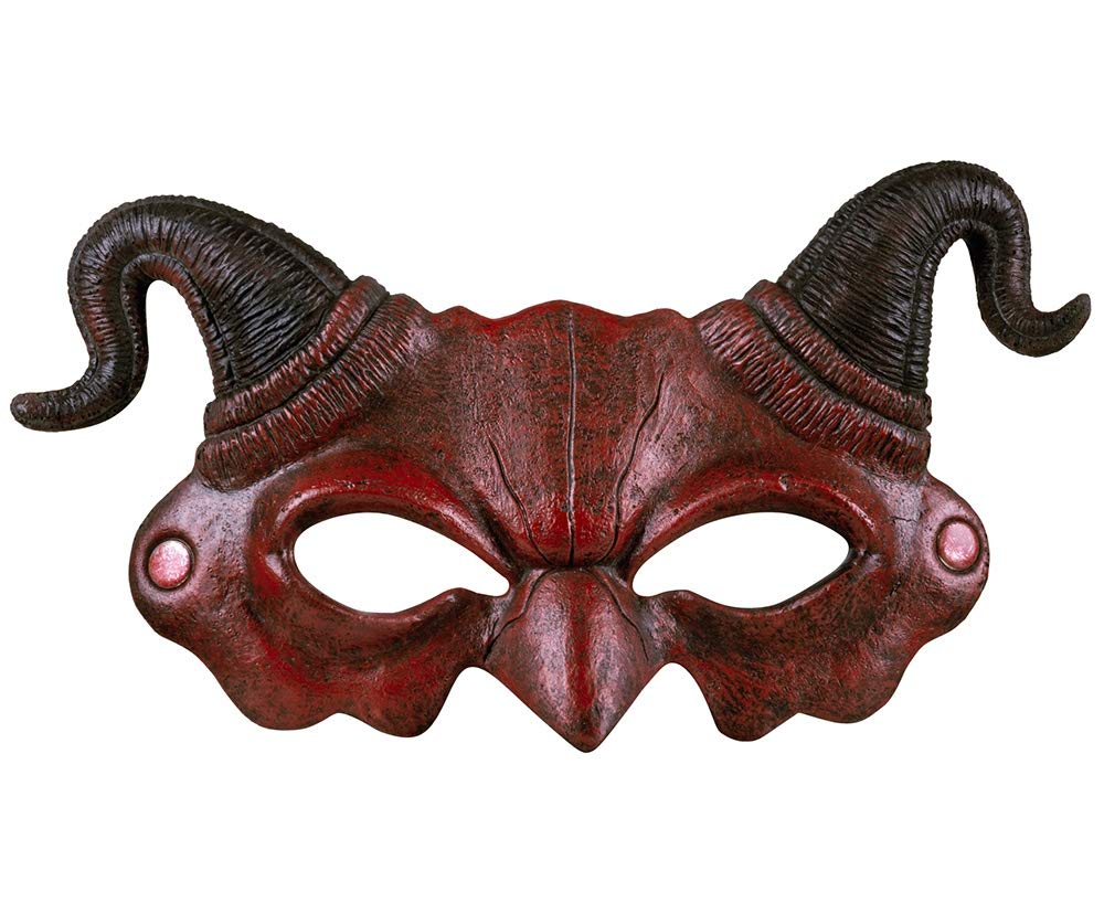 Boland Demon Foam Half Mask – Red Skeleton Skull with Curved Horns – Comfortable Adult Mask for Halloween, Carnival, and Themed Parties – One Size