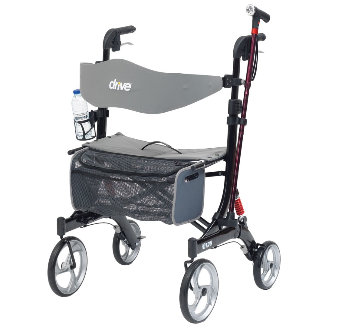 Drive Medical Nitro Rollator Accessory Pack Bottle Holder & Cane