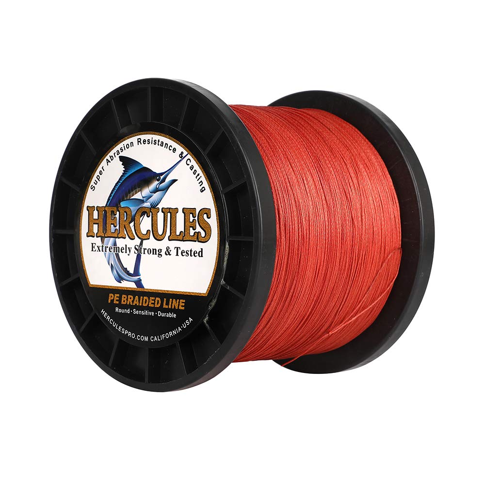 Hercules Super Cast 300M 328 Yards Braided Fishing Line 300 LB Test for Saltwater Freshwater PE Braid Fish Lines Superline 8 Strands - Red, 300LB (136.1KG), 1.20MM — image 1