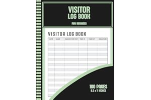 Visitor Log Book For Business: Sign In Sign Out For Visitors To Office