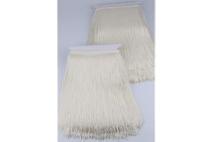 Heartwish268 Fringe Trim Lace Polyerter Fibre Tassel 12inch（″） Wide 10 Yards Long for Clothes Accessories and Latin Wedding Dress and DIY Lamp Shade Decoration White