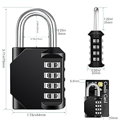 ZHEGE Padlock, Combination Lock 4 Digits, Outdoor