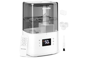 BOXING Warm and Cool Mist Humidifiers for Bedroom Large Room Home,Air Humidifier with Remote,Top Fill Ultrasonic Diffuser Humidifier with humidistat,Quiet Sleep,Timer,Auto Shutoff,BPA-Free,Filter,4.5L