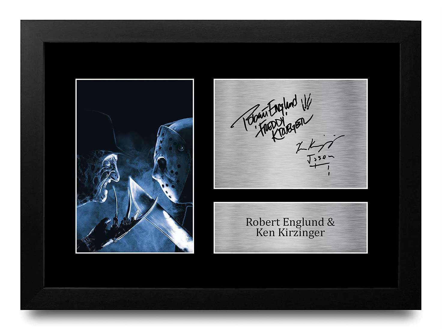 HWC Trading FR A4 Robert Englund & Ken Kirzinger Freddy vs Jason Gifts Printed Signed Autograph Picture for Movie Memorabilia Fans - A4 Framed