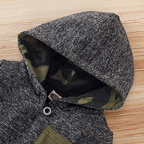 Kids Toddler Infant Baby Boys Girls Fall Outfit Plaid Pocket Hoodie Sweatshirt Jackets Shirt+Pants Winter Clothes Set (Camouflage, 6-12 Months)