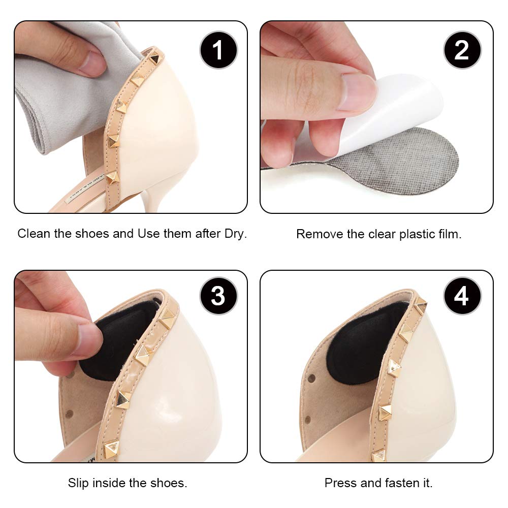 Dr. Shoesert Heel Grips for High Heels, Heel Cushion Inserts for Women and Men, Self-Adhesive Heel Protectors (Black)