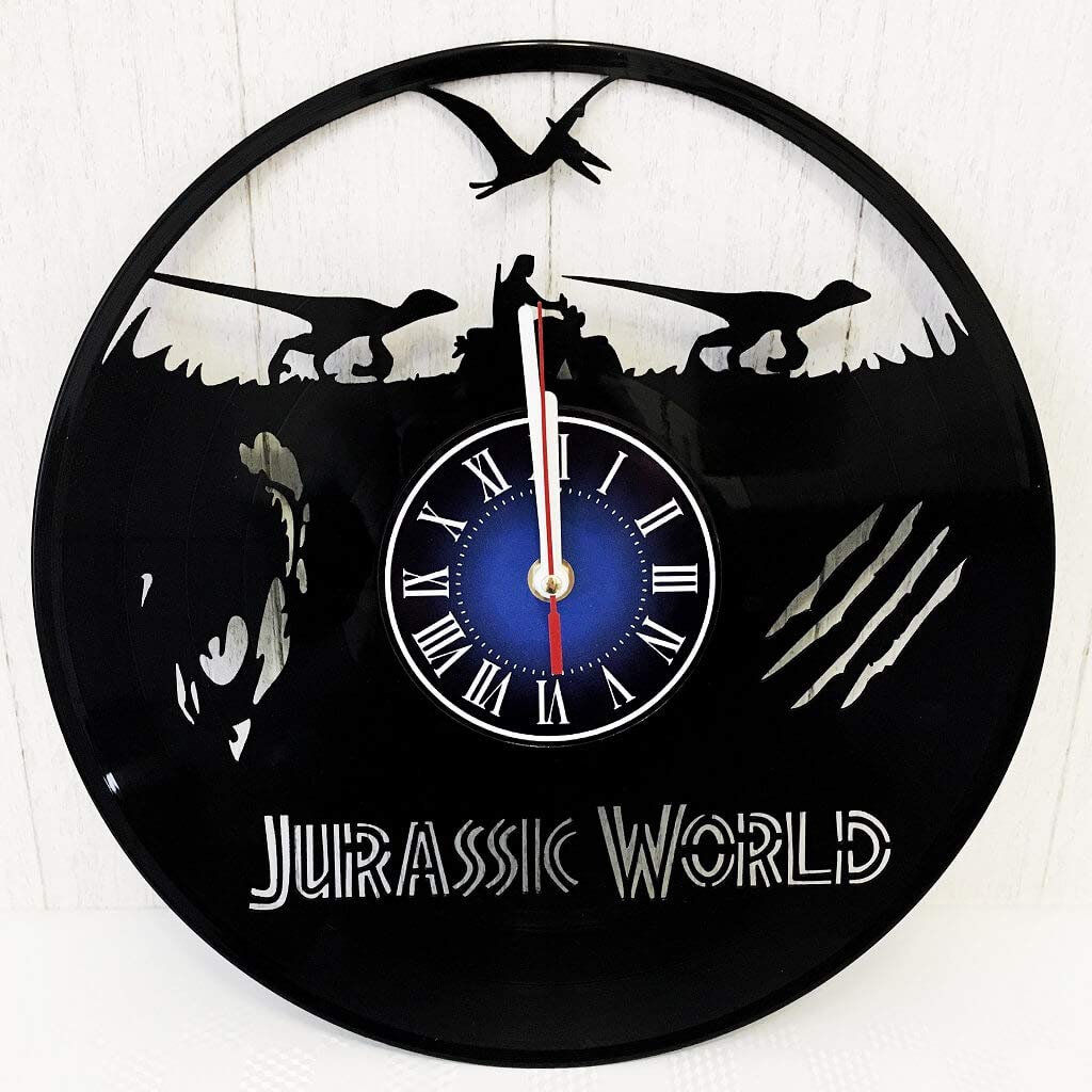 JURASSIC WORLD 12 inches / 30 cm Vinyl Record Wall Clock | Jurassic World Movie | Gift for Men, Wome