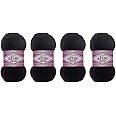 55% Cotton 45% Acrylic Yarn Alize Cotton Gold Thread Crochet Hand Knitting Art Lot of 4skn 400 gr 1444 yds (60-Black)