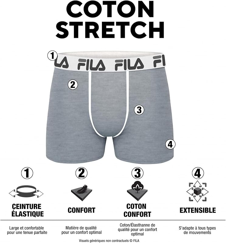 Boxer Homme Coton, Caleçon Homme, Respirant, Stretch (Lot de 4), Taille L - Navy