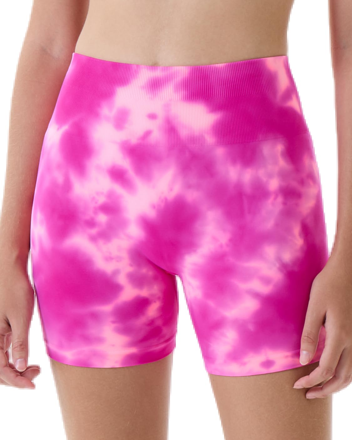 Photo 1 of  Dream Tie Dye Workout Shorts for Women Seamless Scrunch Soft Active Shorts,Pink Tie Dye,S