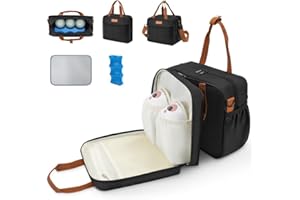 HavenMinds Detachable Breast Milk Cooler Travel Bag with Ice Pack, Double Layer Breast Pump Bag Compatible for Wearable Breast Pump, Portable Breastmilk Cooler Bag & Carrying Case with Waterproof Mat