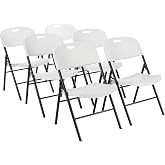 Amazon Basics Sturdy Foldable Portable Plastic Chair, 350-Pound Capacity, Space Saving for Events and Seating, White, 6-Pack