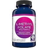 MD. Life L-Methylfolate 15 mg, Professional Grade, 120 Capsules, 5-MTHF | Active L-Methylfolate Supplement with Essential Amino Acids - Maximum Potency MTHFR Support - Doctor Designed, Made in USA