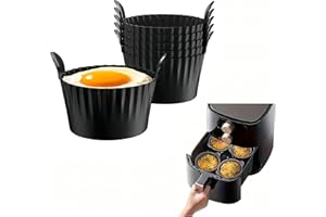 2/4 Piece Silicone Air Fryer Cups – Reusable Non-Stick Baking Liners – Perfect for Muffins, Eggs, and Cupcakes (Black) (4)