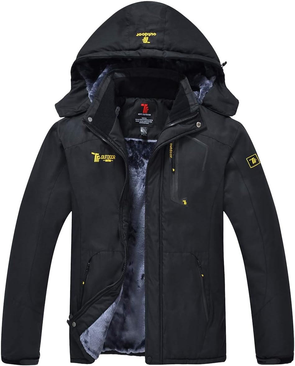 JINSHI Mens Mountain Waterproof Fleece Ski Jacket Windproof Rain Jacket
