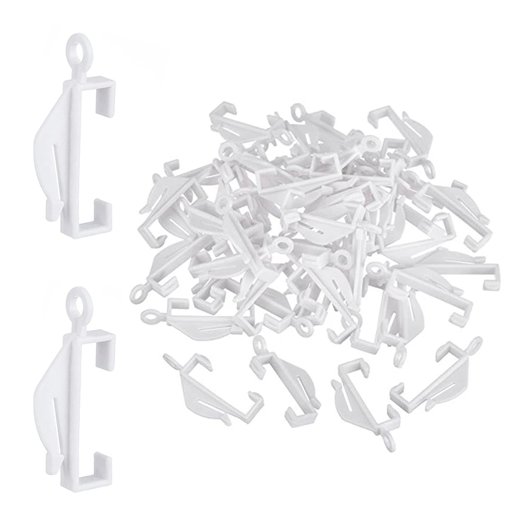 PLASTIFIC Curtain Rail Track Glider Hooks White Plastic Curtain Hooks Sliding Hook Gliders for Shower Rail and Picture Rail Glider Ring Hooks (Pack of 100)