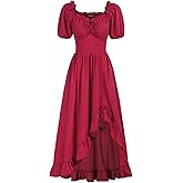 Scarlet Darkness Renaissance Dress Women Cottagecore Corset Dress Ruffle Maxi Dress with Pockets